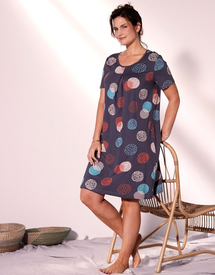 Chemise de nuit courte imprimée graphique (gris anthracite) Chemise de nuit courte imprimée graphique (gris anthracite)