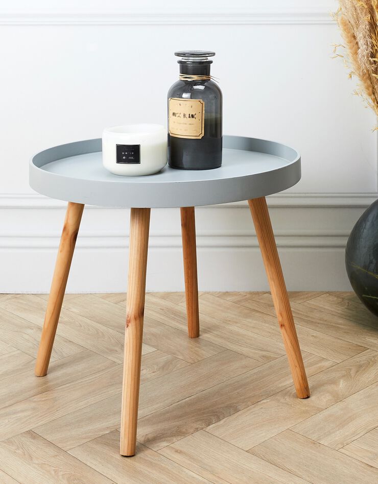 Table d’appoint bicolore avec plateau gris clair (gris)