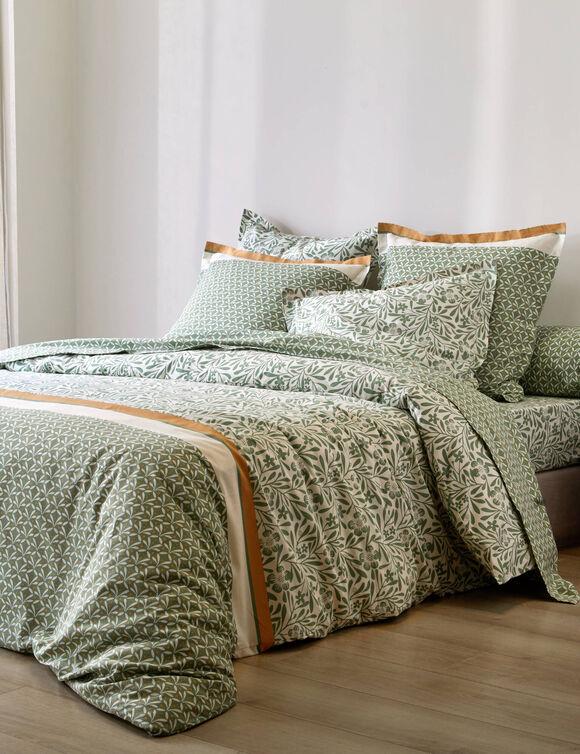Linge de lit Clarisse en coton imprimé (vert)
