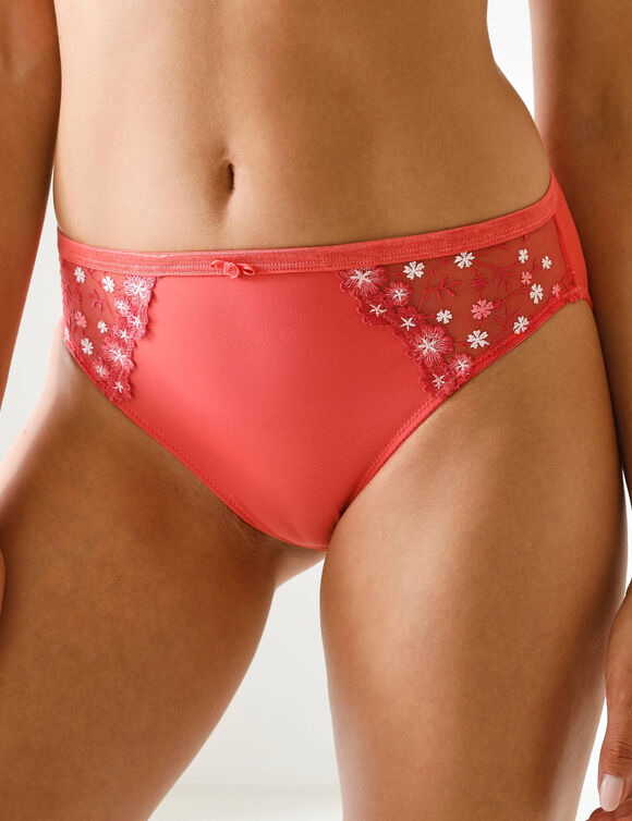 Culotte forme midi Oliena microfibre et tulle brodé  - lot de 2 (corail)