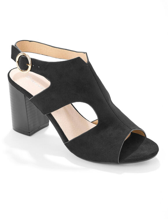 Sandales enveloppantes &agrave; talon bois (noir)