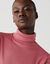 Sous-pull col roul&eacute; en maille c&ocirc;tel&eacute;e, uni (rose)