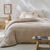 Linge de lit uni en triple gaze de coton (sable)