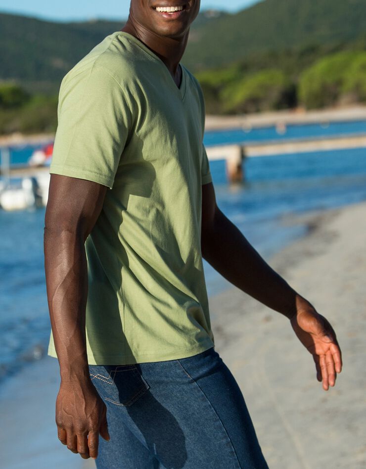 Tee-shirt col V manches courtes (vert)