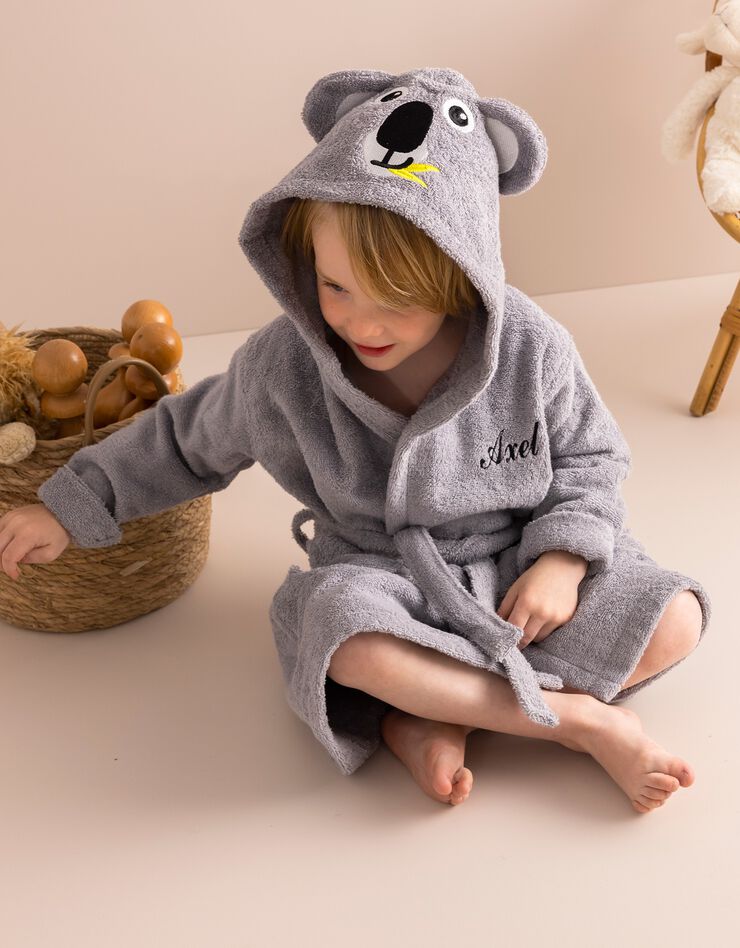 Peignoir de bain enfant personnalisable koala à capuche (gris)