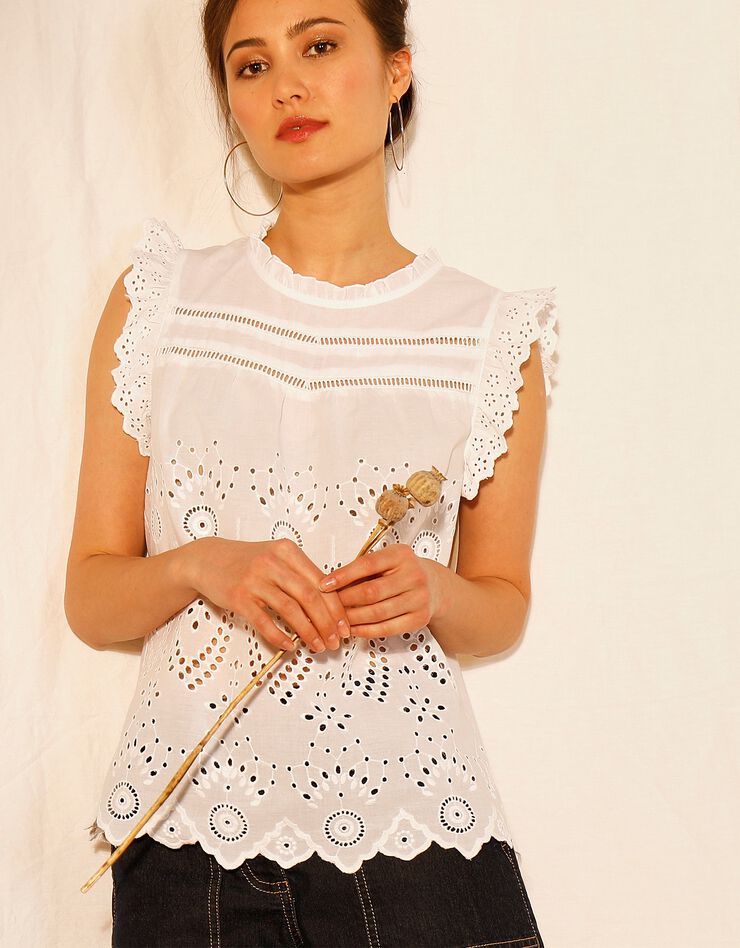 Débardeur broderie anglaise (blanc) Débardeur broderie anglaise (blanc)
