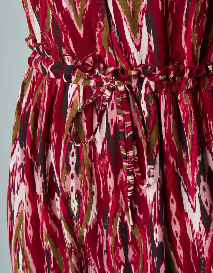 Robe longue volantée en voile Georgette imprimé (bordeaux / écru) Robe longue volantée en voile Georgette imprimé (bordeaux / écru)