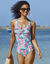 Maillot de bain 1 pièce sans armatures imprimé Bawa (aqua / rose)