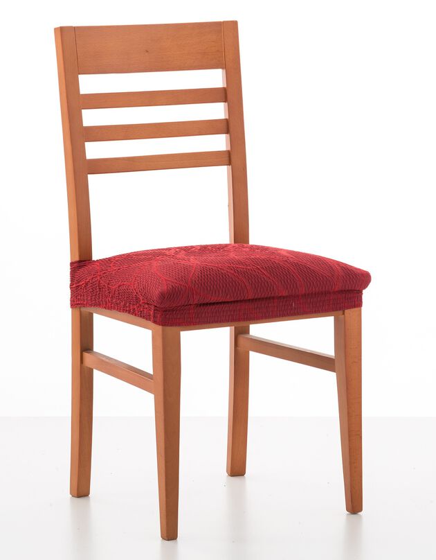 Housse extensible motif jacquard "serpentins" spéciale assise de chaise - lot de 2 (rouge)