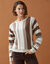 Pull blousant &agrave; rayures verticales, volume loose (beige / chocolat)