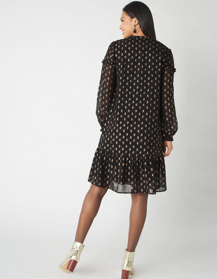 Robe en voile imprimé doré (noir / doré)