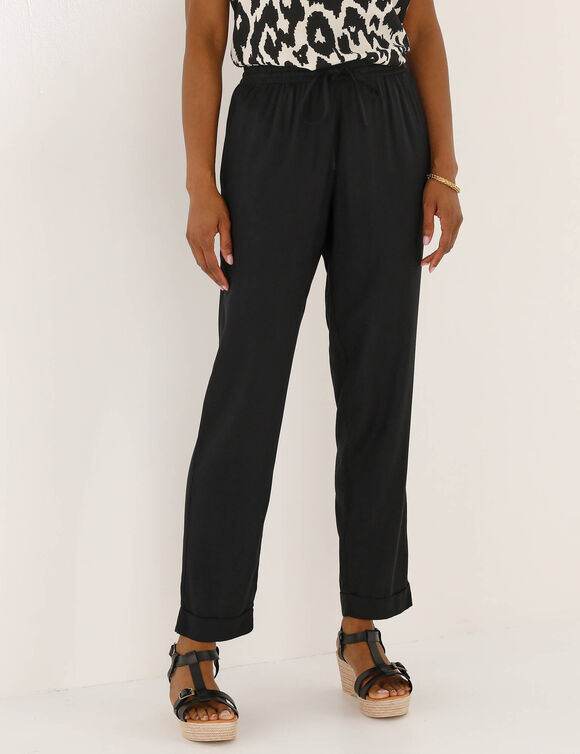 Pantalon 7/8 fusel&eacute; uni (noir)