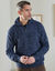 Pull col camionneur côte anglaise 30% laine (bleu mouliné)