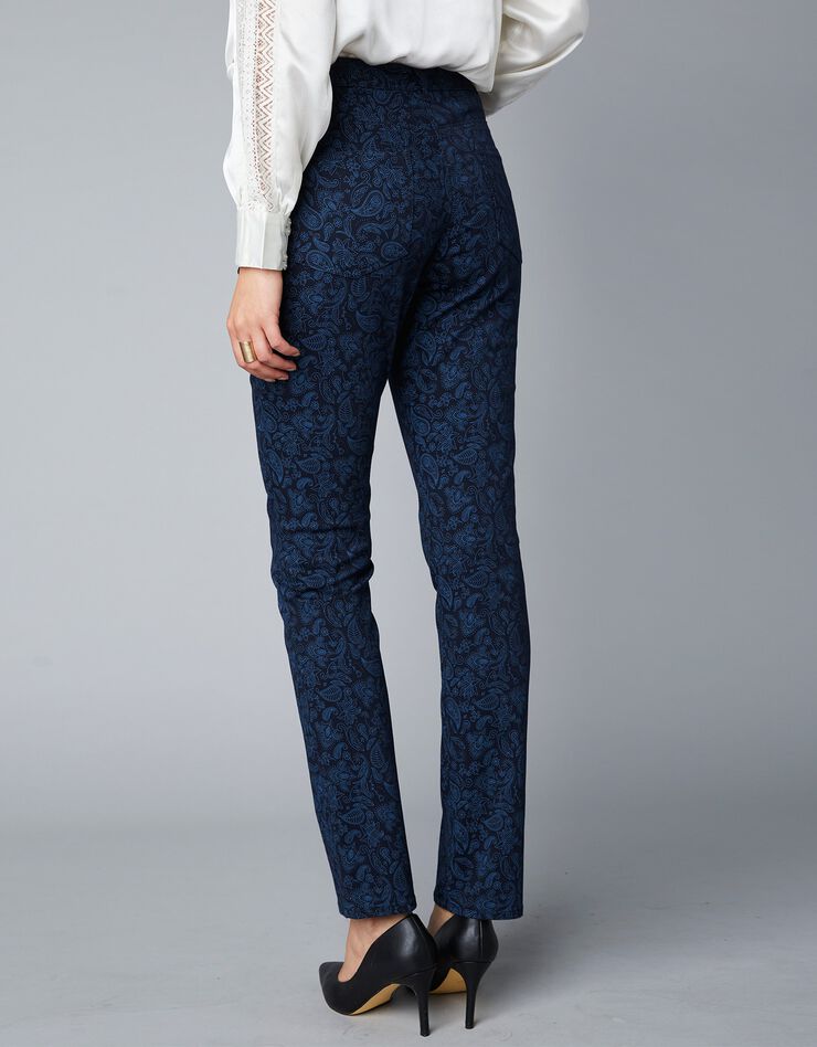 Pantalon droit imprimé, coupe 5 poches (marine) Pantalon droit imprimé, coupe 5 poches (marine)