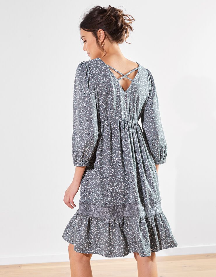 Robe dos lacé imprimée minimaliste (bronze) Robe dos lacé imprimée minimaliste (bronze)