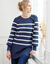 Pull tunique boutons fantaisie, rayé (marine / écru)