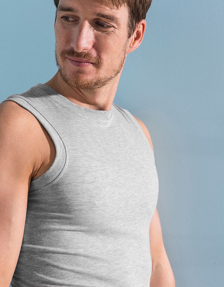 T-shirt col rond sans manches - lot de 3 (3 écru chiné / gris / bleuet) T-shirt col rond sans manches - lot de 3 (3 écru chiné / gris / bleuet)