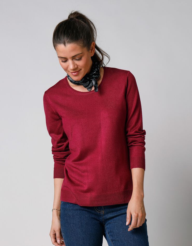 Pull col rond uni toucher cachemire (prune) Pull col rond uni toucher cachemire (prune)
