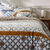 Linge de lit Marlow en coton motifs géométriques (gris / caramel)