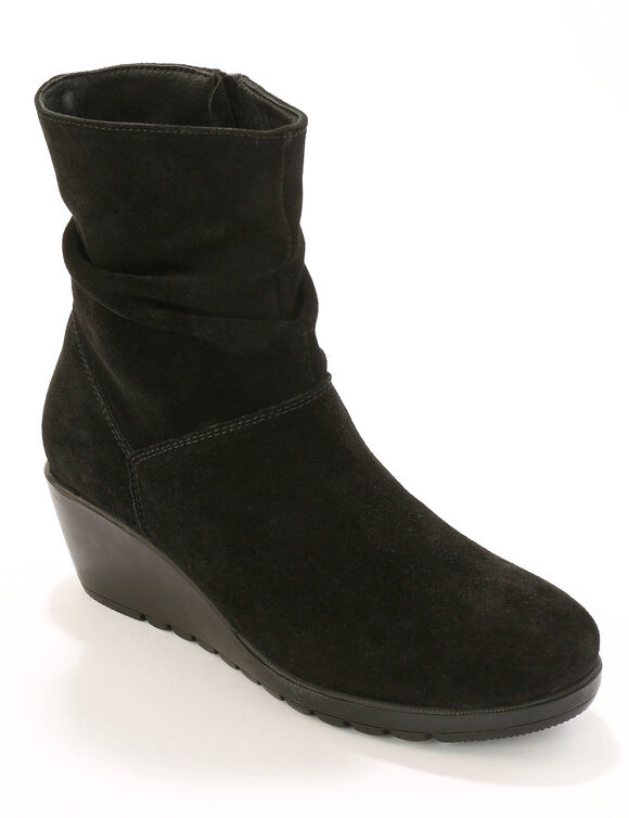 Boots compens&eacute;es en cuir (noir)