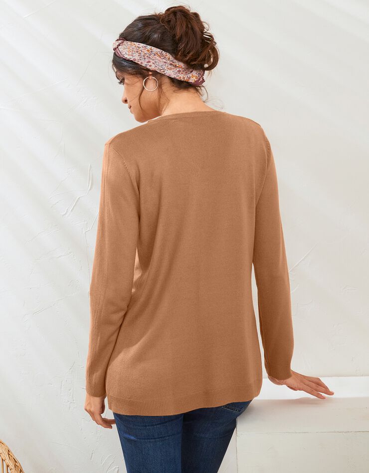 Pull col V toucher cachemire (noisette) Pull col V toucher cachemire (noisette)