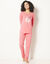 Pyjama manches longues imprimé chat (corail)