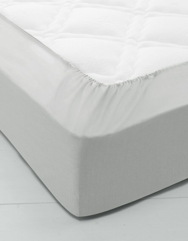 Drap-housse uni coton bonnet 32 cm (gris perle)