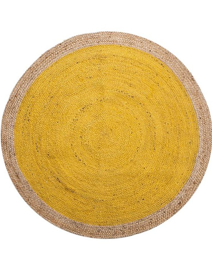Tapis rond jute bicolore moutarde/naturel (moutarde)