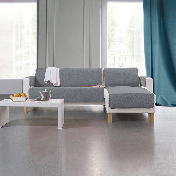 Protège-salon faux-uni antiglisse (gris)