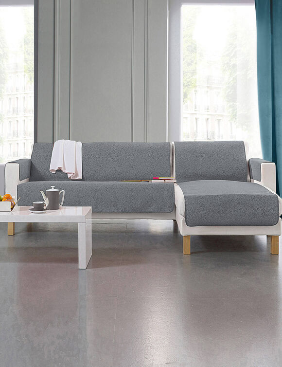 Protège-salon faux-uni antiglisse (gris)