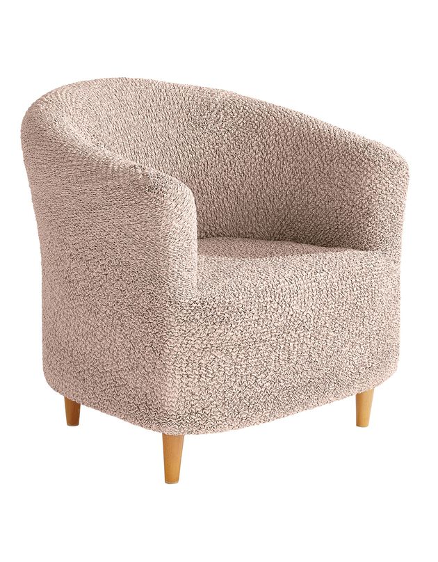 Housse bi-extensible imprimée gaufrée pour fauteuil cabriolet (beige)