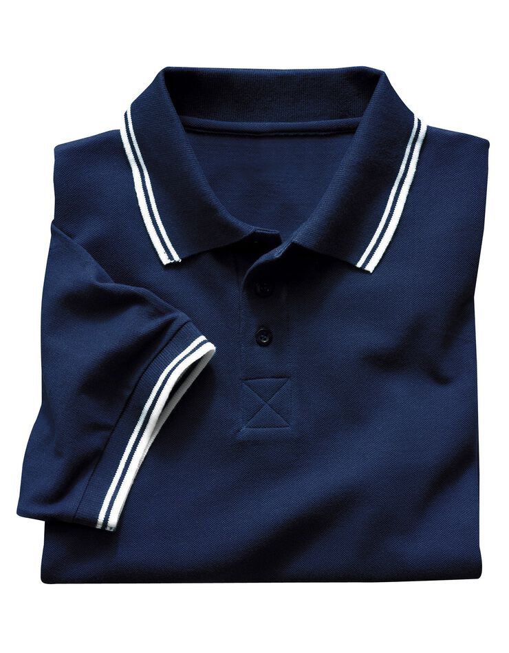 Polo uni maille piquée manches courtes (marine) Polo uni maille piquée manches courtes (marine)