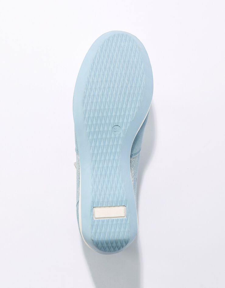 Baskets zippées compensées en cuir femme (bleu grisé) Baskets zippées compensées en cuir femme (bleu grisé)