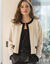 Cardigan bicolore esprit veste, en maille jersey (écru / noir)
