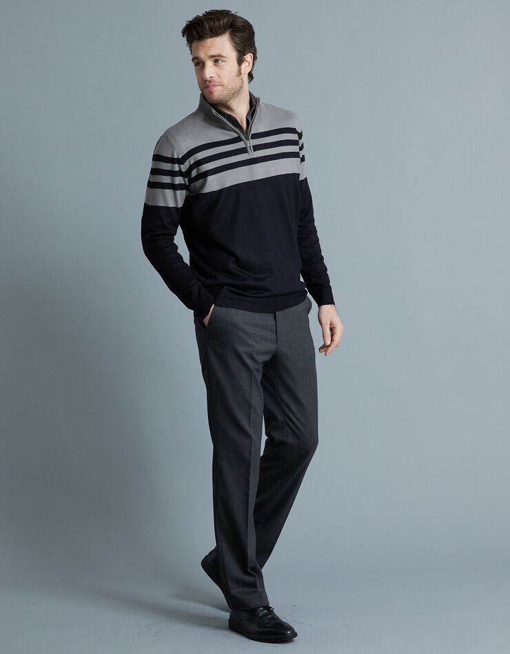 Pantalon taille réglable sans pince - polyester/laine (gris anthracite) Pantalon taille réglable sans pince - polyester/laine (gris anthracite)