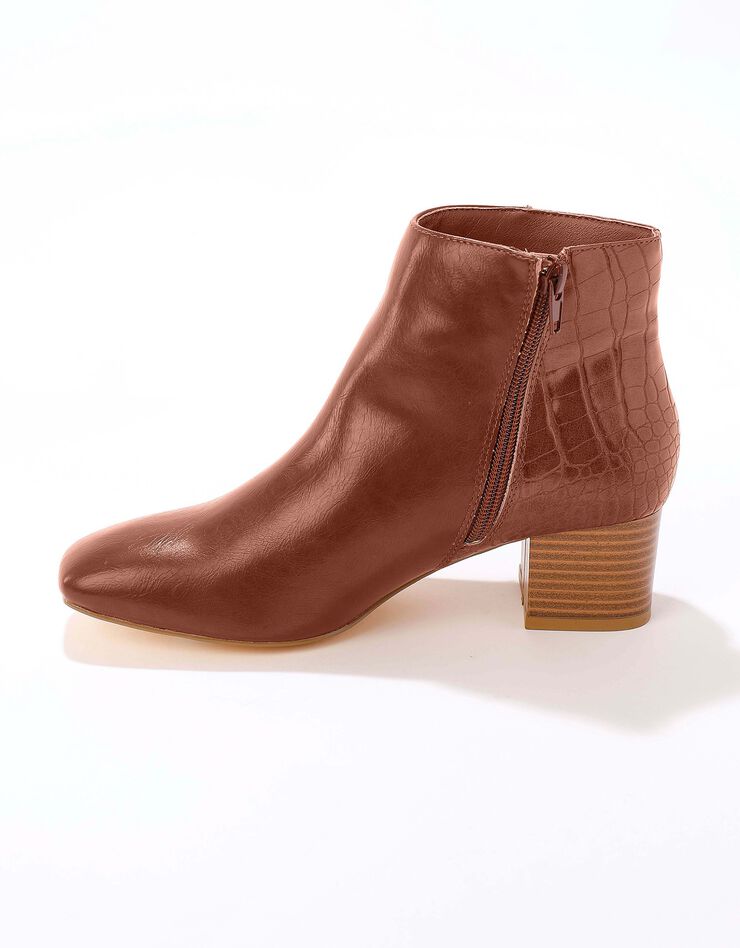 Boots bi-matière bout carré - caramel (caramel) Boots bi-matière bout carré - caramel (caramel)
