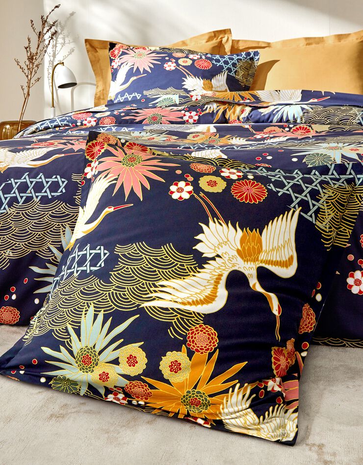 Linge de lit Asia en coton (marine)