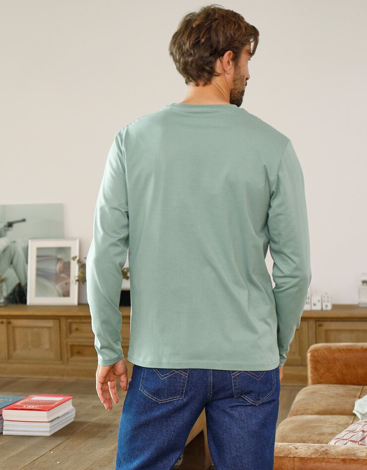 Tee-shirt col rond manches longues - lot de 3 (noir + vert + tilleul)