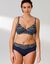 Soutien-gorge microfibre et dentelle bicolore forme corbeille Pahala – avec armatures (ivoire / marine)