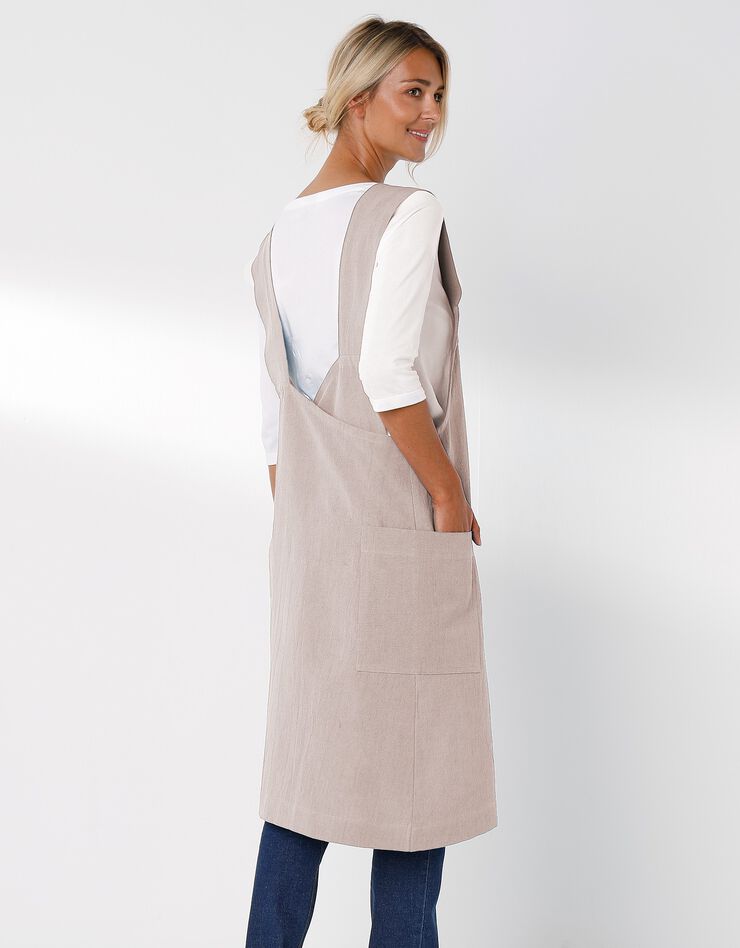 Tablier de cuisine japonais coton et lin uni personnalisable (écru)
