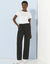 Pantalon droit large ceinturé, tissu fluide (noir)