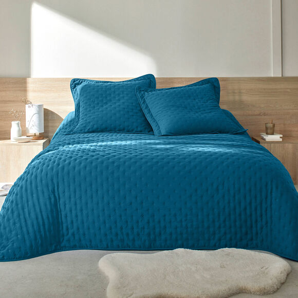 Couvre-lit matelass&eacute; - microfibre (bleu paon)