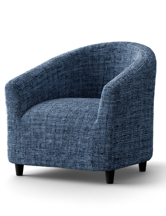 Housse microfibre bi-extensible effet faux uni sp&eacute;ciale fauteuil cabriolet (bleu)