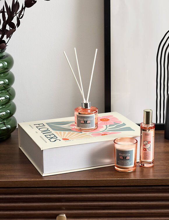 Coffret bougie et parfums d'int&eacute;rieur. (rose)