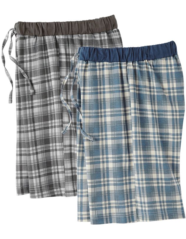 Short pyjama - lot de 2 (carreaux bleu / carreaux gris)