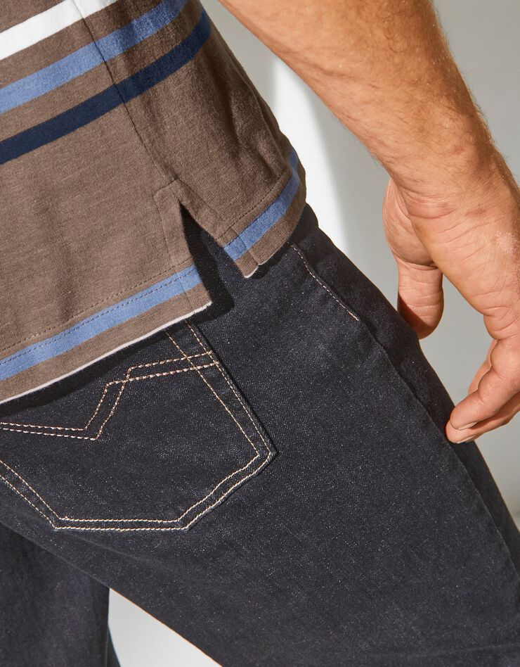 Polo rayé manches courtes (taupe)