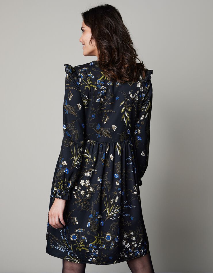Robe imprimée col V (noir / kaki) Robe imprimée col V (noir / kaki)