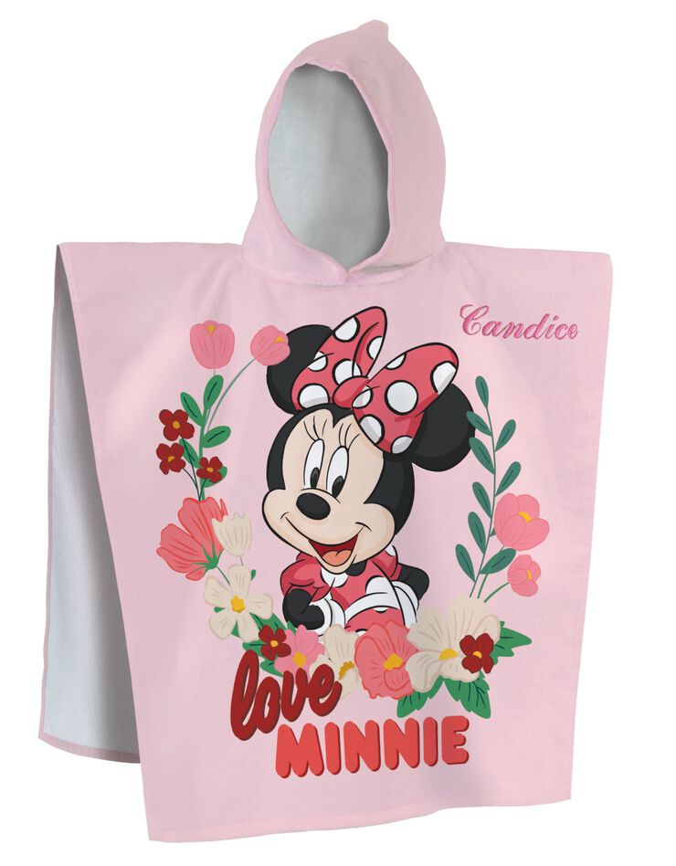 Poncho de bain enfant Minnie Mouse® à capuche personnalisable (rose)