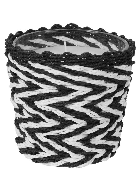 Bougie parfum&eacute;e et panier tress&eacute; (noir / blanc)
