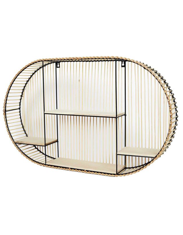 Etagère ovale métal et bambou - 4 tablettes (bois)